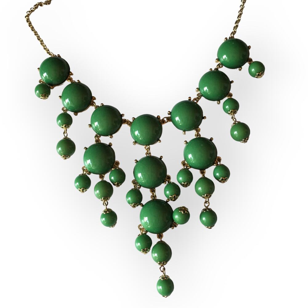 Gorgeous green bubble waterfall statement necklace